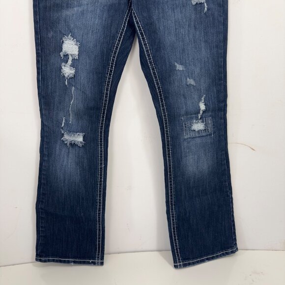 Cato Premium Women SZ 10P Distressed Bootcut Jeans With Embroidered Back Pockets - Picture 15 of 16